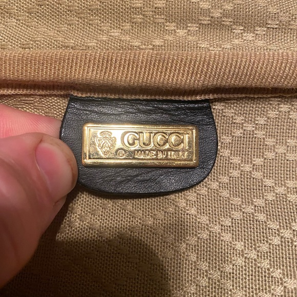 GUCCI VINTAGE 1980s Monogram Pattern 30” Suitcases Navy Leather/Coated Canvass - Picture 15 of 16